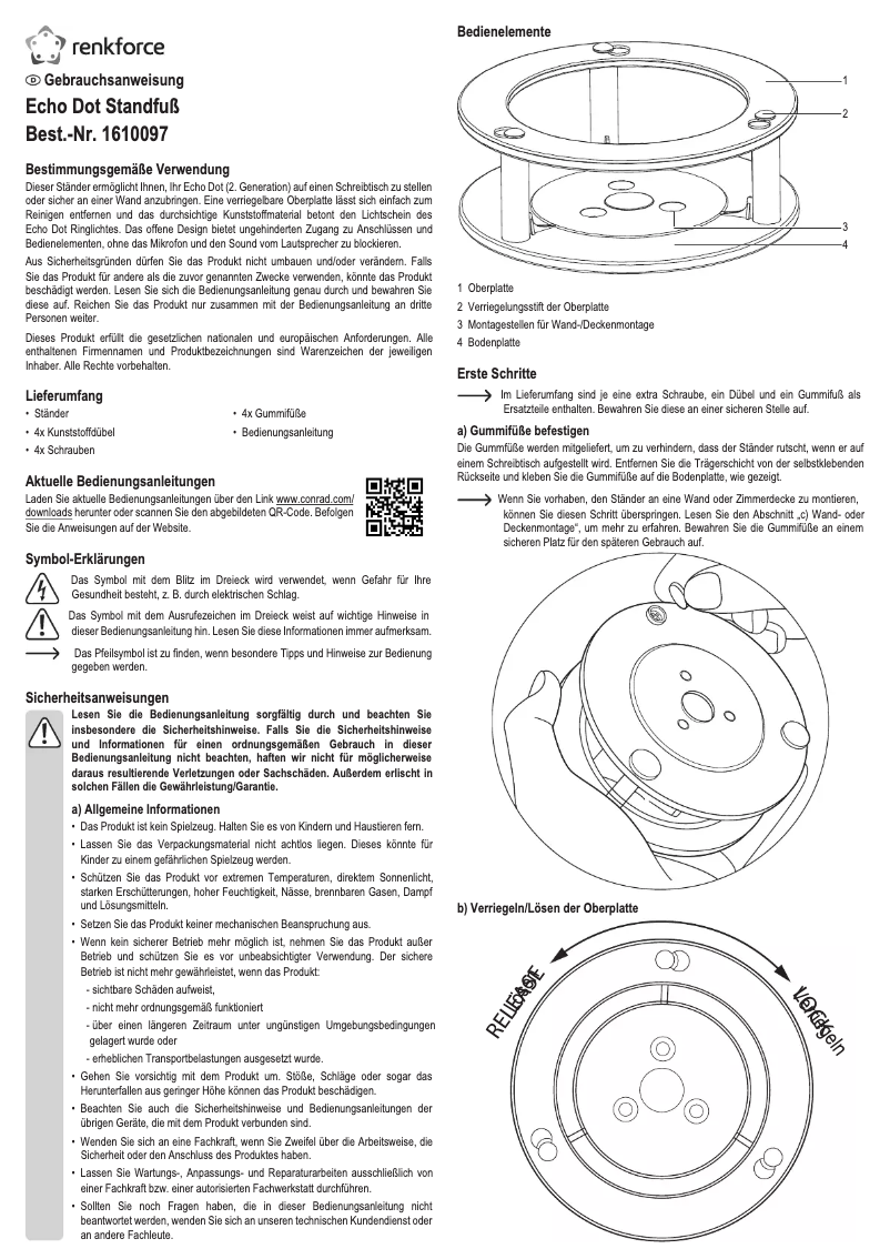 Page 1 de la notice Manuel utilisateur Renkforce RF-LSAD-100