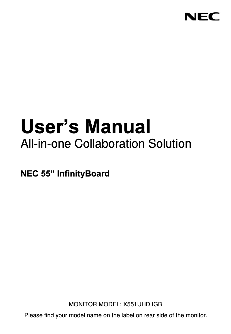 Image de la première page du manuel de l'appareil InfinityBoard