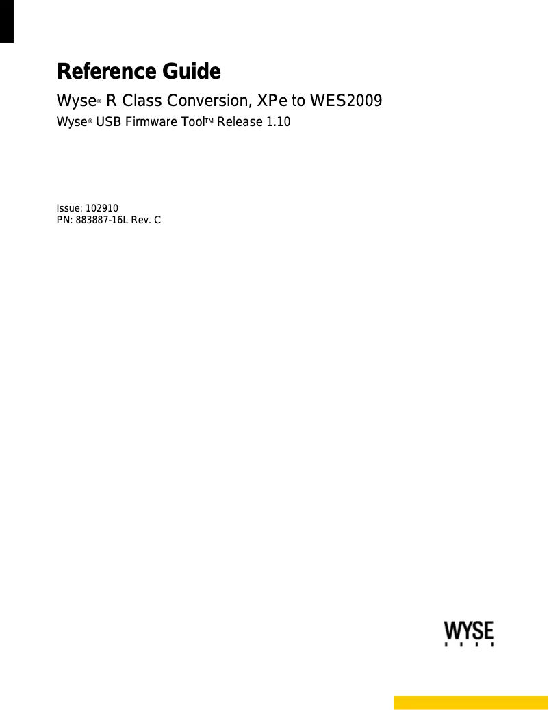 Page n°1 - Manuel utilisateur Wyse WES2009 2GF
