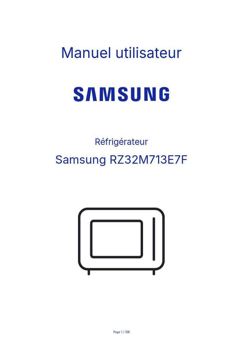 Image de la première page du manuel de l'appareil RZ32M713E7F