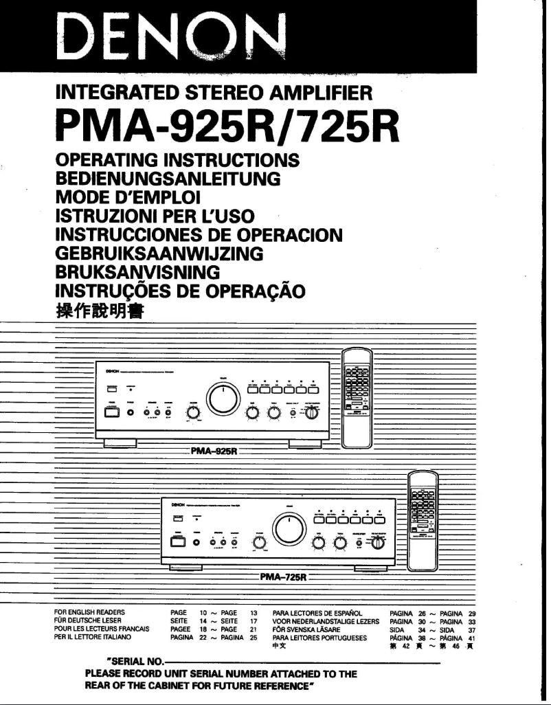 Page 1 de la notice Manuel utilisateur Denon PMA-725R