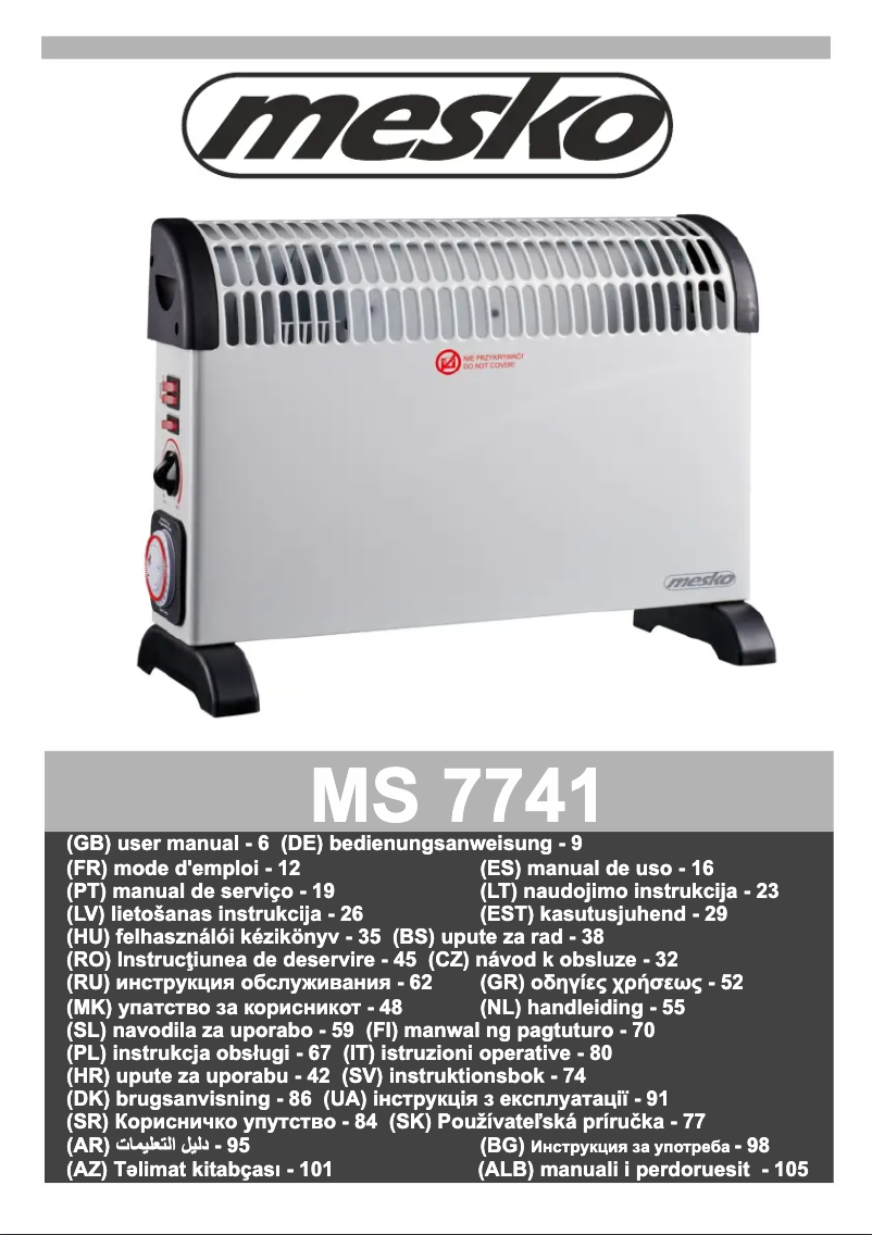Page 1 de la notice Manuel utilisateur Mesko MS 7741