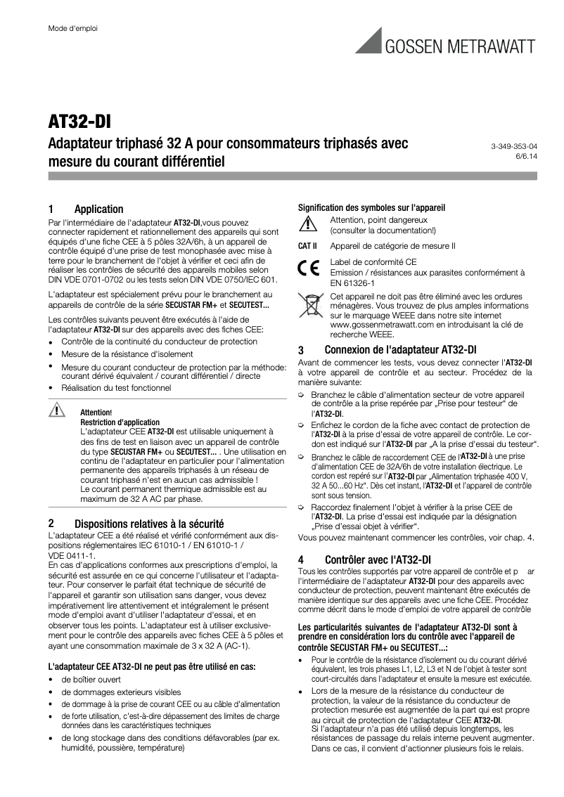 Image de la première page du manuel de l'appareil AT32-DI