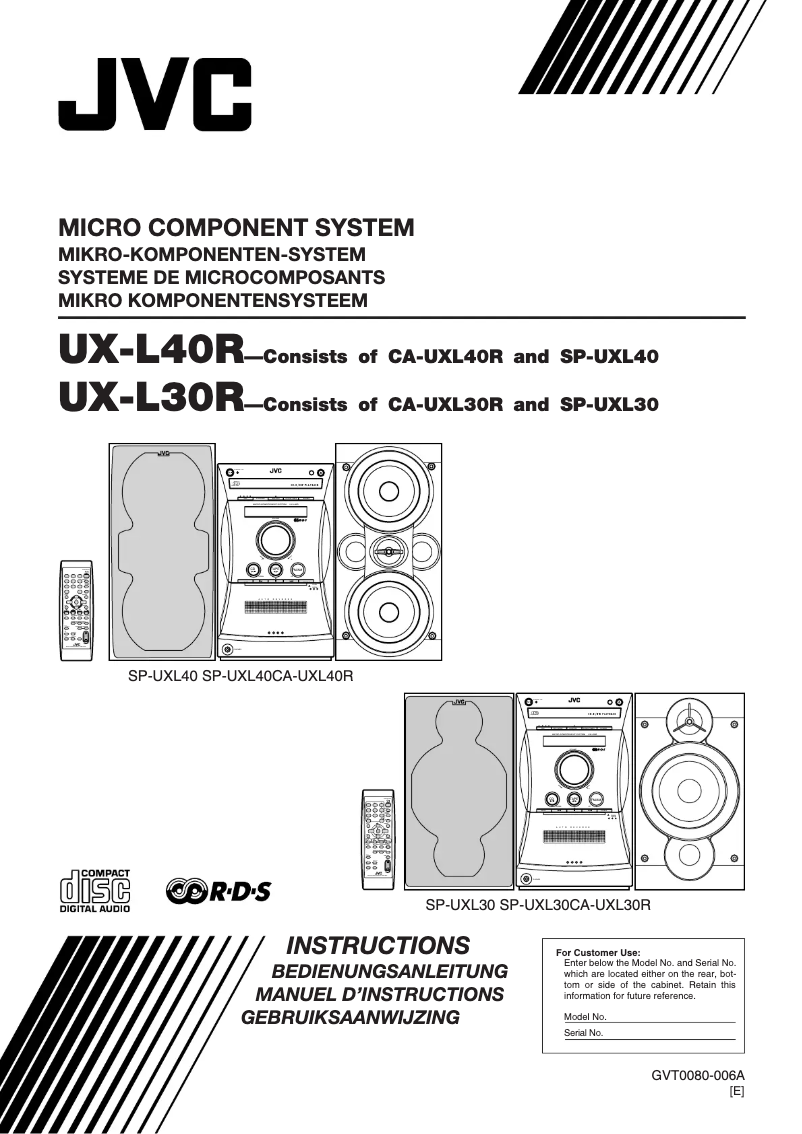 Page n°1 - Manuel utilisateur JVC UX-L40R