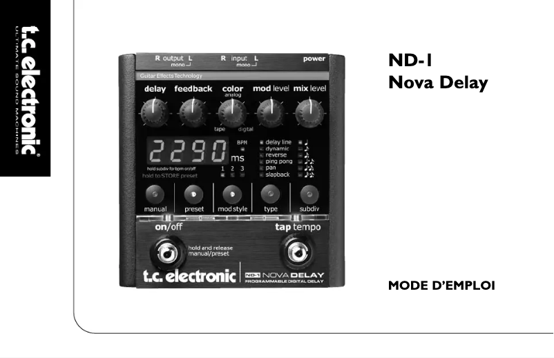 Image de la première page du manuel de l'appareil ND-1 Nova Delay