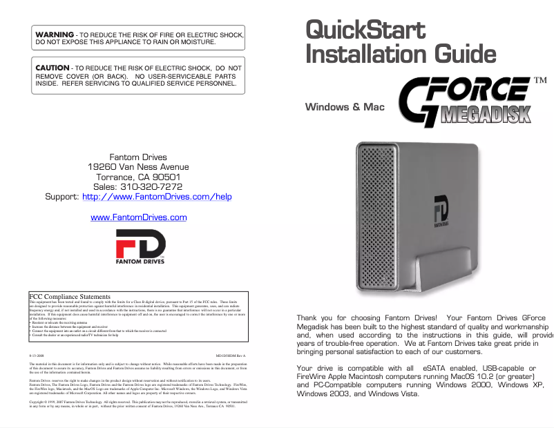 Page n°1 - Manuel utilisateur Fantom Drives GF1000T