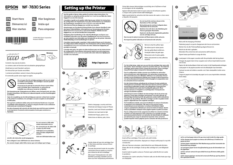 Page 1 de la notice Guide d'installation Epson WorkForce WF-7835DTWF