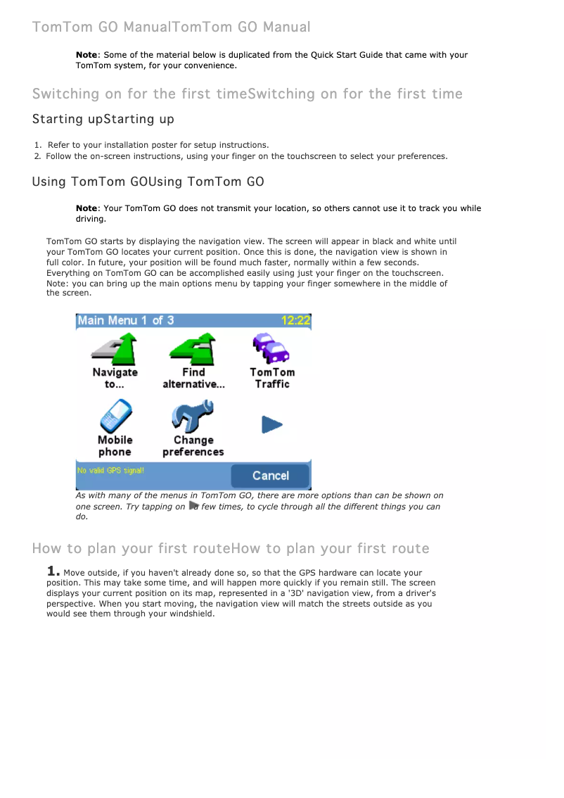 Page 1 de la notice Manuel utilisateur TomTom GO 700
