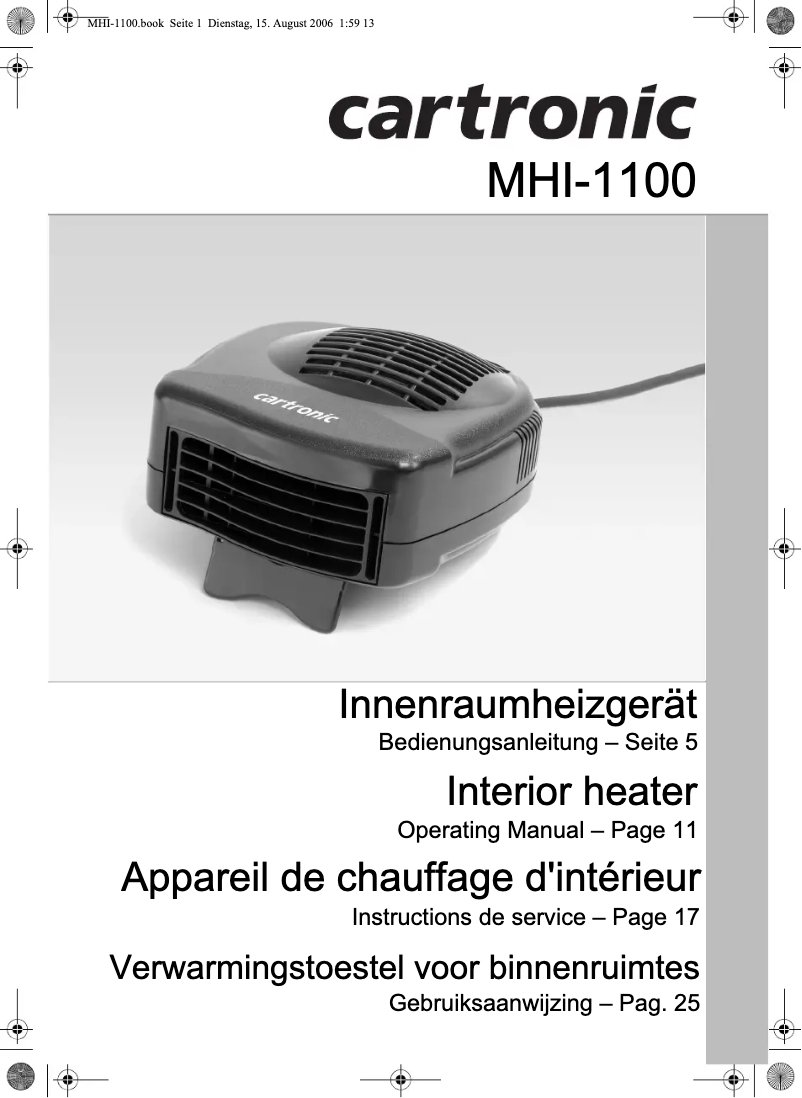 Page 1 de la notice Manuel utilisateur Waeco MHI-1100