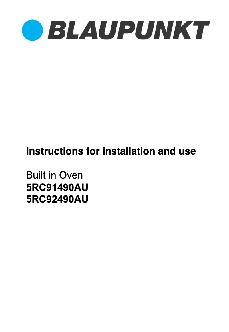 Image de la première page du manuel de l'appareil 5RC92490AU