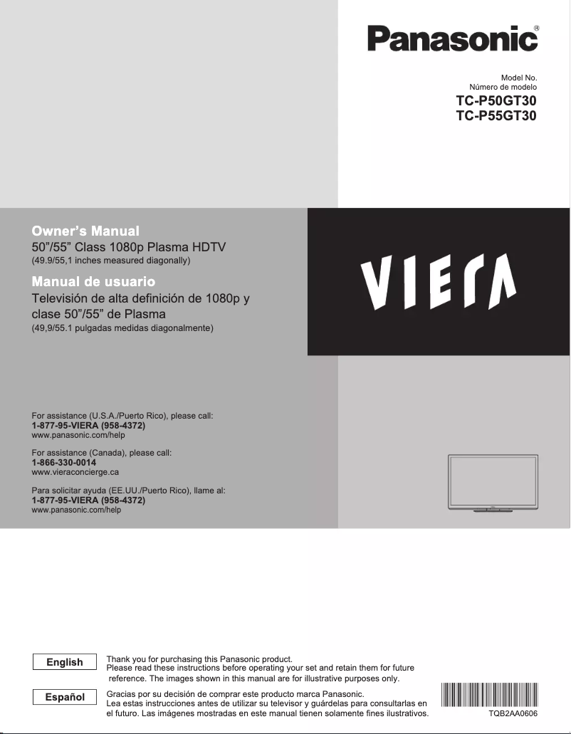 Page 1 de la notice Manuel utilisateur Panasonic Viera TC-P55GT30