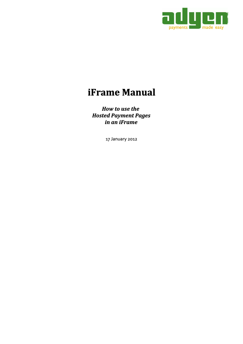 Page n°1 - Manuel utilisateur Adyen IFrame