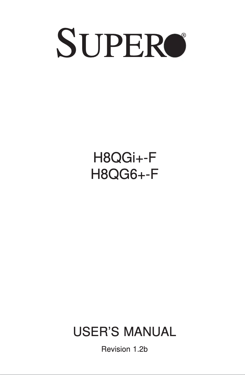 Page 1 de la notice Manuel utilisateur Supermicro H8QGi+-F