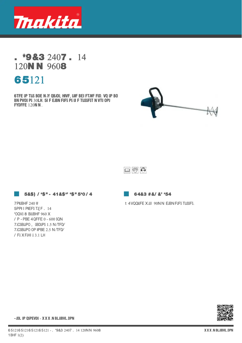 Página 1 del manual Ficha técnica Makita UT121