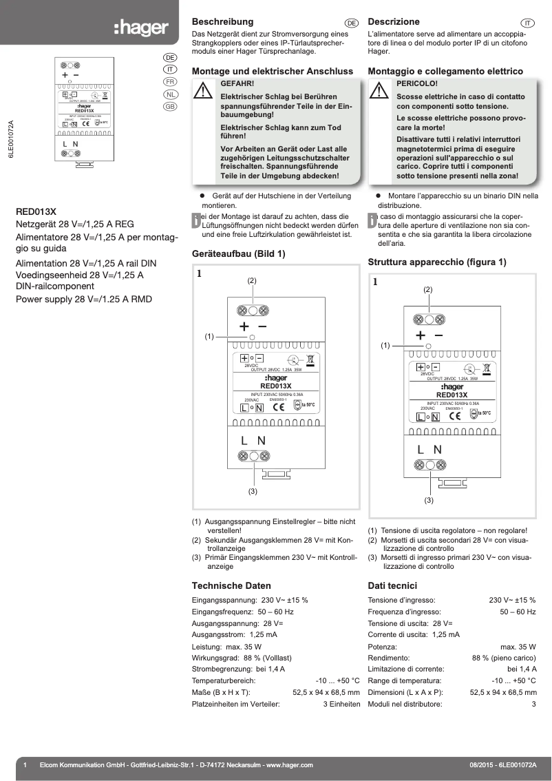 Image de la première page du manuel de l'appareil RED013X