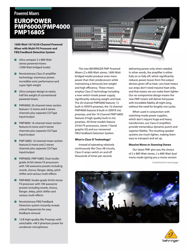 Page n°1 - Brochure Behringer Europower PMP4000