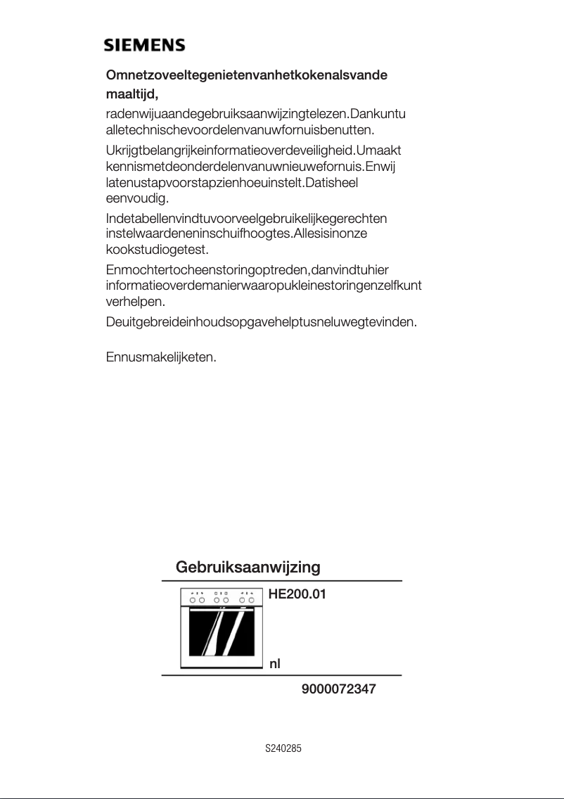Page n°1 - Manuel utilisateur Siemens HE200501