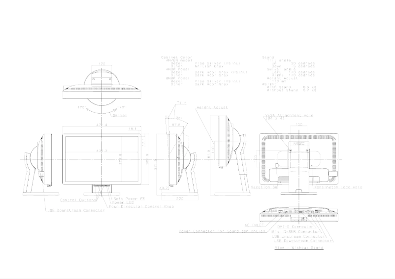 Página 1 del manual Dibujo técnico NEC MultiSync LCD2070WNX