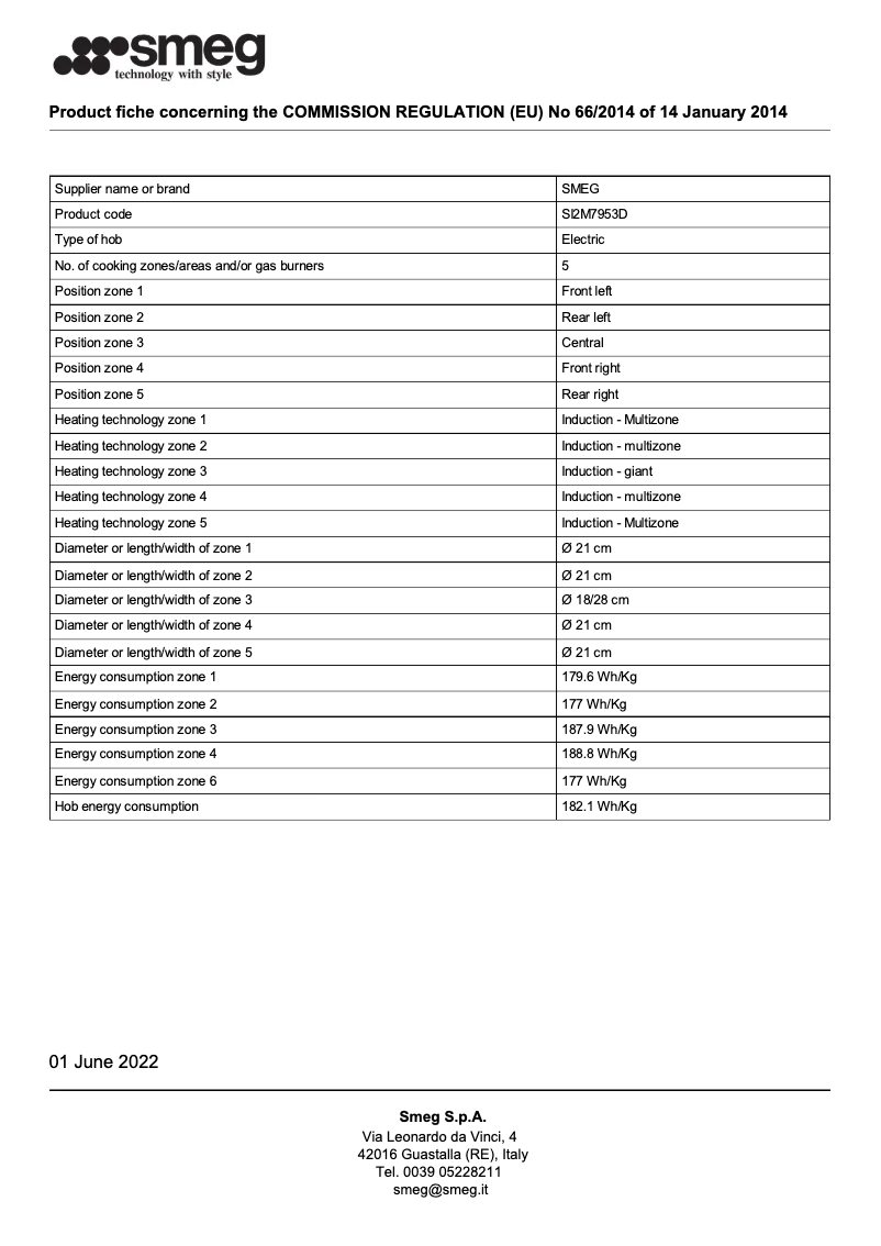 Page 1 de la notice Brochure Smeg SI2M7953D