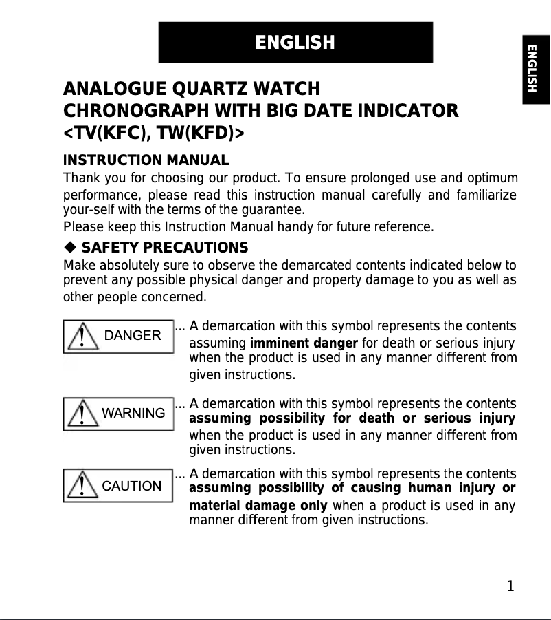 Page n°1 - Manuel utilisateur ORIENT Classic TV02002B