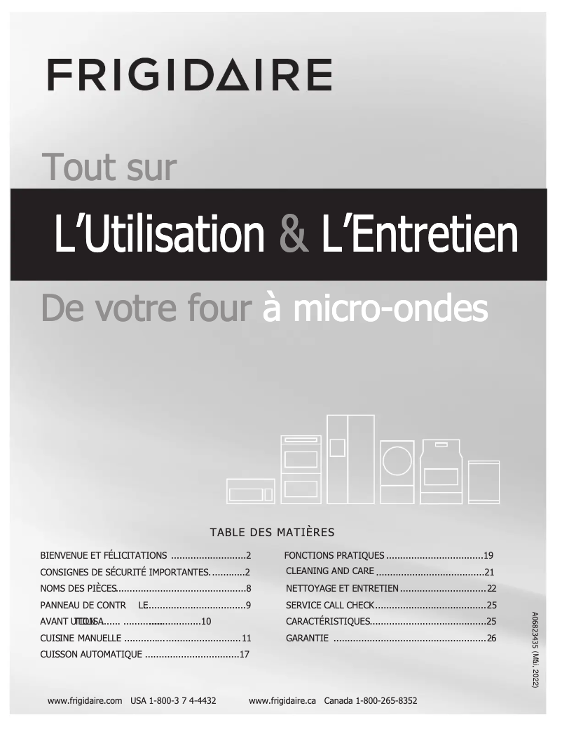 Page n°1 - Manuel utilisateur Frigidaire FMOS184LBF