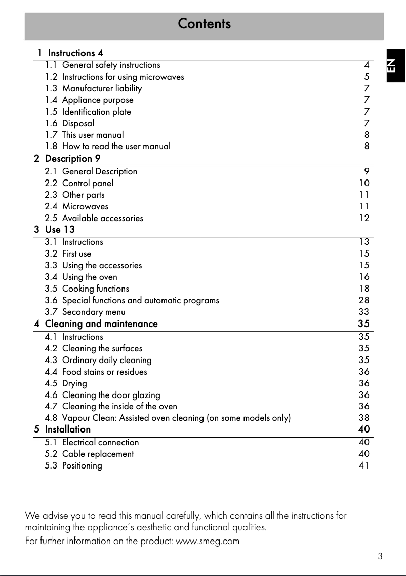 Page 1 de la notice Manuel utilisateur Smeg SFA4920MCB