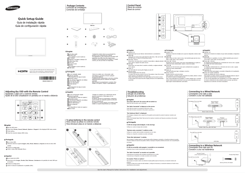 Page 1 de la notice Guide d'installation Samsung SyncMaster UE46C