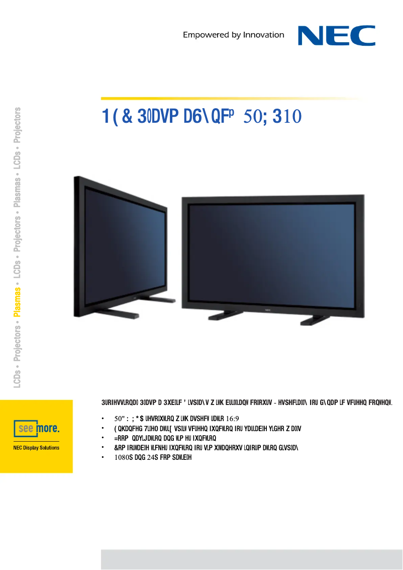 Image de la première page du manuel de l'appareil PlasmaSync 50XP10