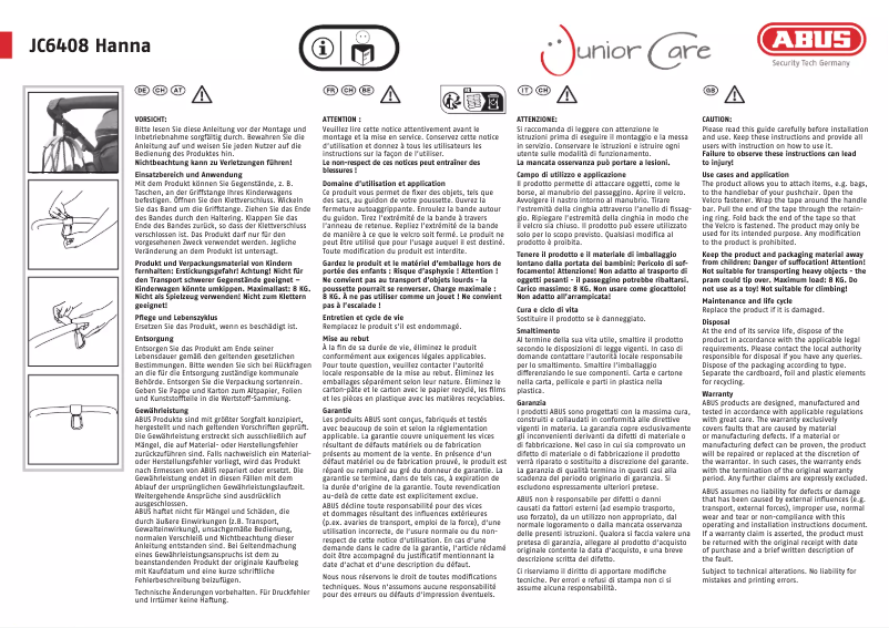 Page 1 de la notice Manuel utilisateur Abus JC6408 Hanna