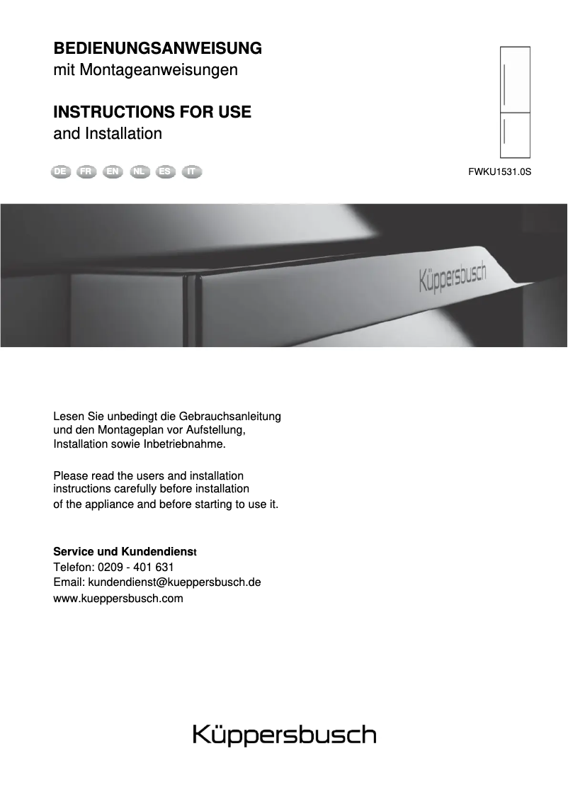 Page 1 de la notice Manuel utilisateur Küppersbusch FKWU1531.0S