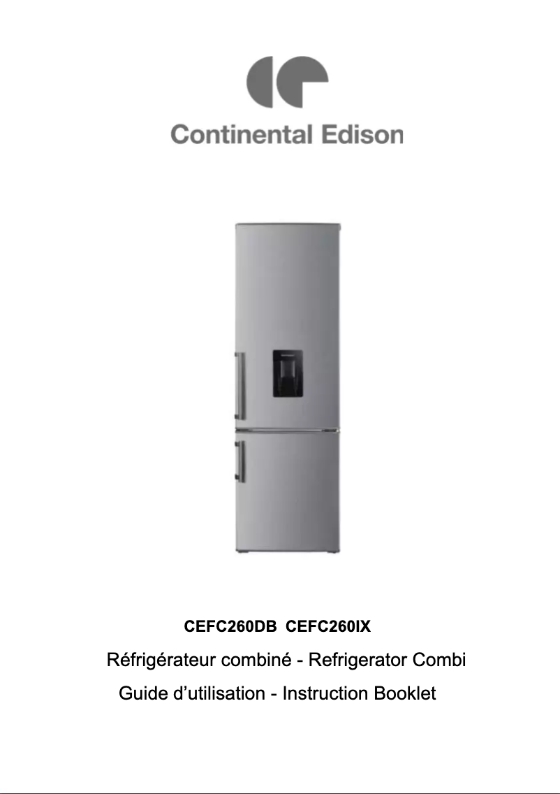 Page n°1 - Manuel utilisateur Continental Edison CEFC260DB
