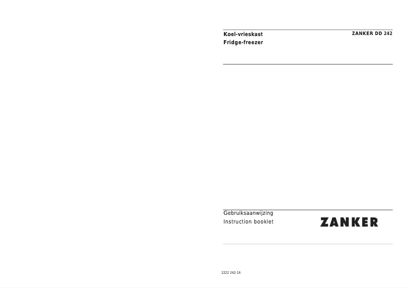 Page n°1 - Manuel utilisateur Zanker DD 242