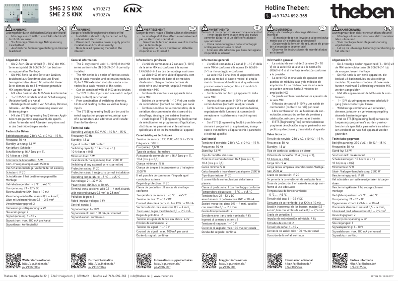 Image de la première page du manuel de l'appareil SME 2 S KNX