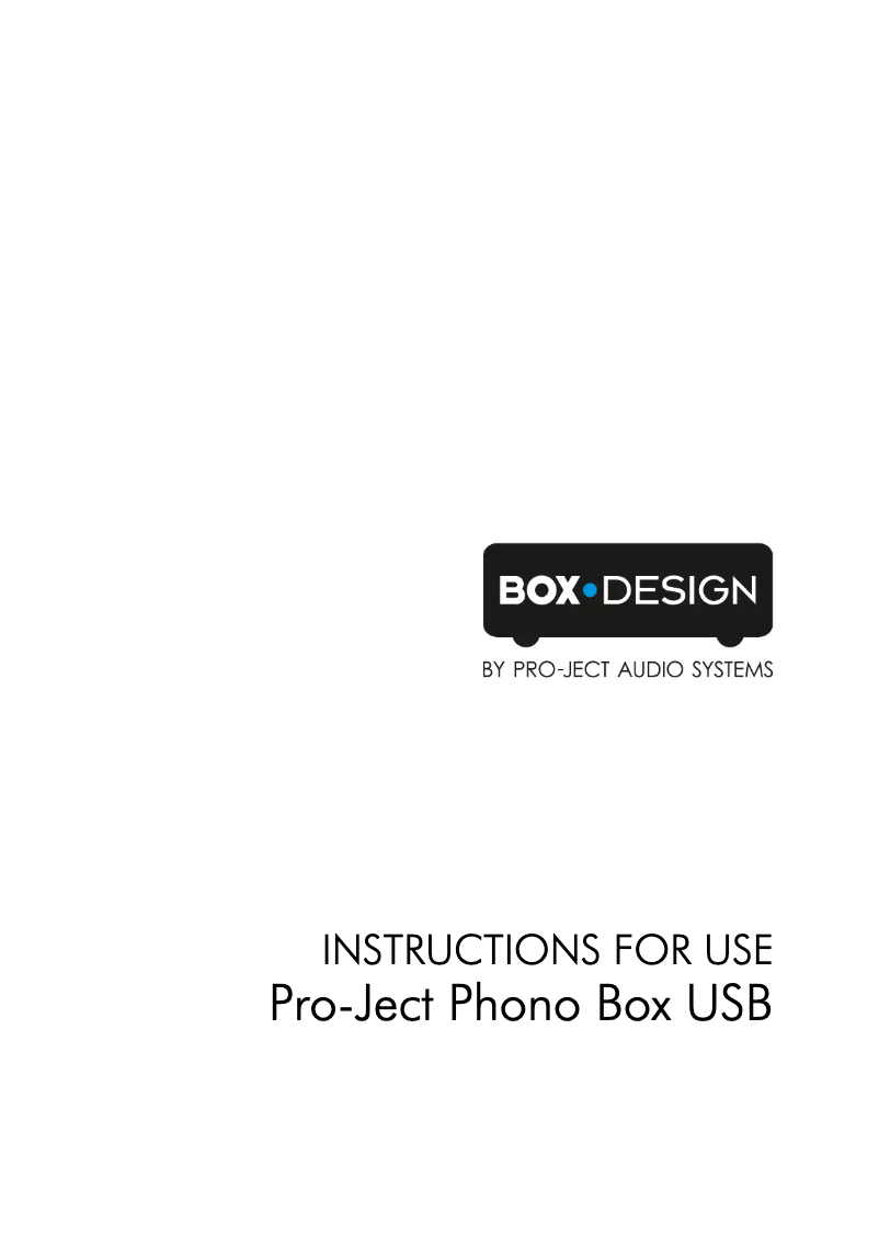 Page n°1 - Manuel utilisateur Pro-Ject Phono Box USB
