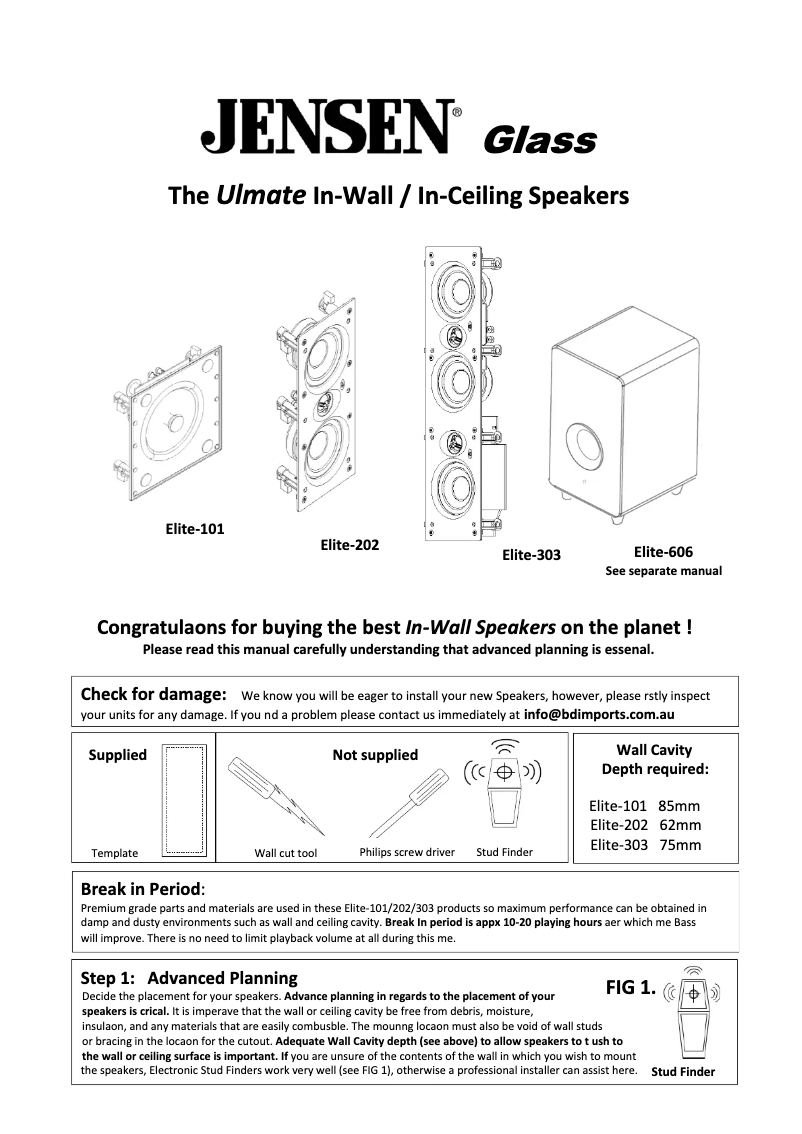 Page 1 de la notice Manuel utilisateur Jensen Elite-303