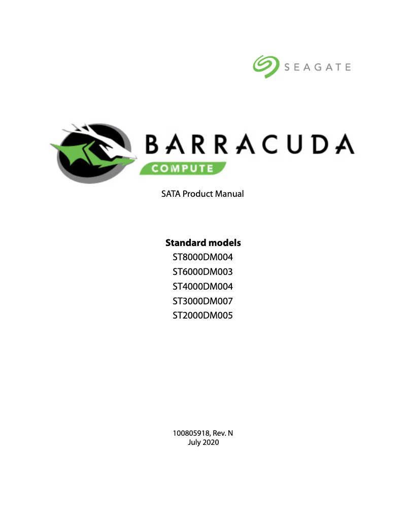 Image de la première page du manuel de l'appareil Barracuda ST8000DM004