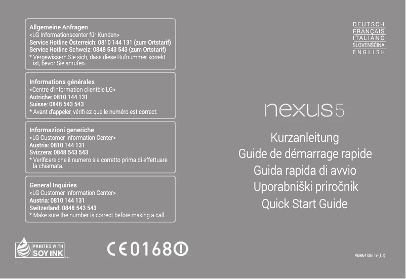 Page 1 de la notice Manuel utilisateur LG LG-D821