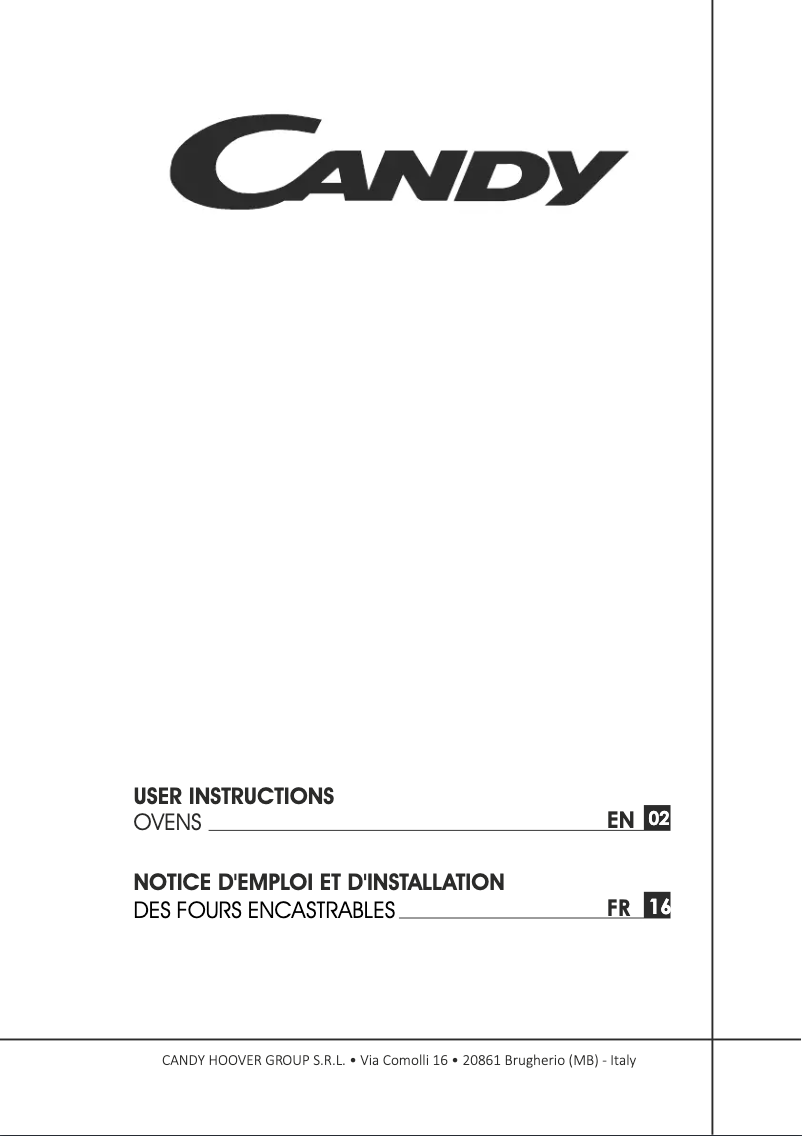 Page n°1 - Manuel utilisateur Candy POP EVO FCP676XE