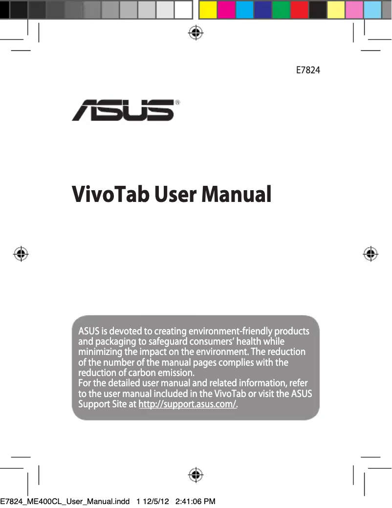 Page n°1 - Manuel utilisateur Asus VivoTab Smart ME400C