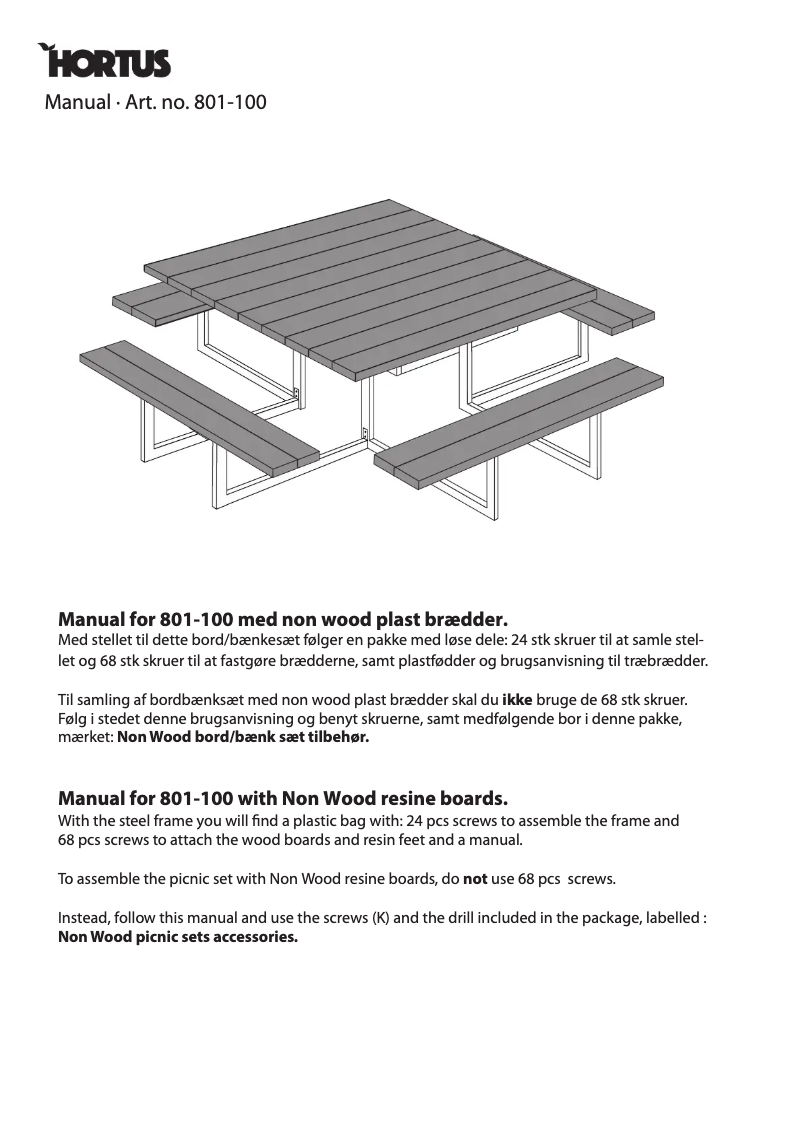 Page 1 de la notice Manuel utilisateur Hortus 801-100