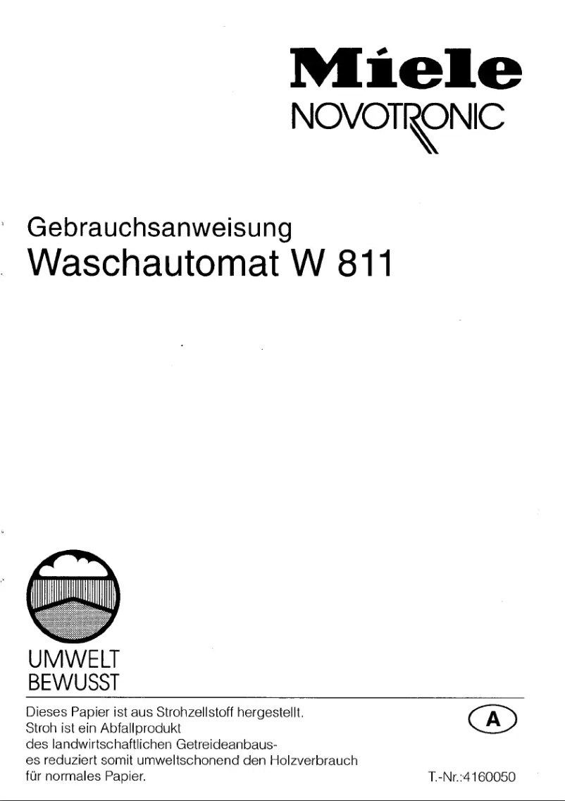 Page n°1 - Manuel utilisateur Miele W 811