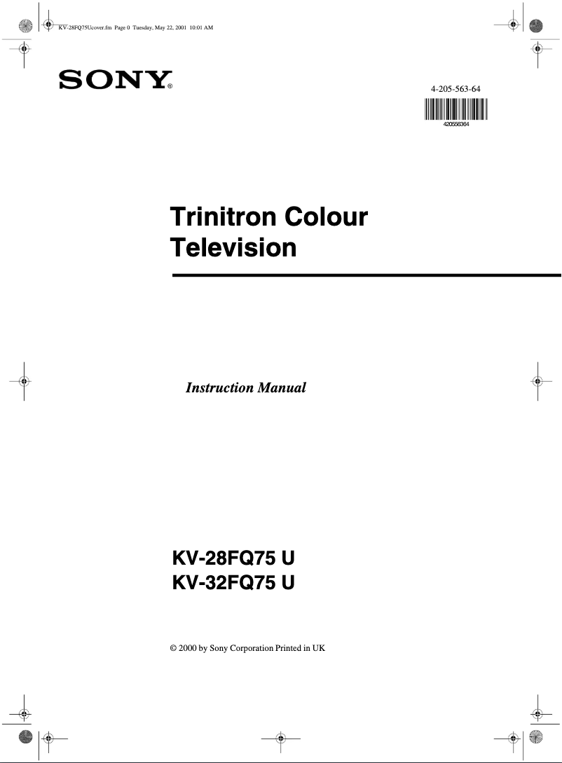 Page 1 de la notice Manuel utilisateur Sony KV-28FQ75U