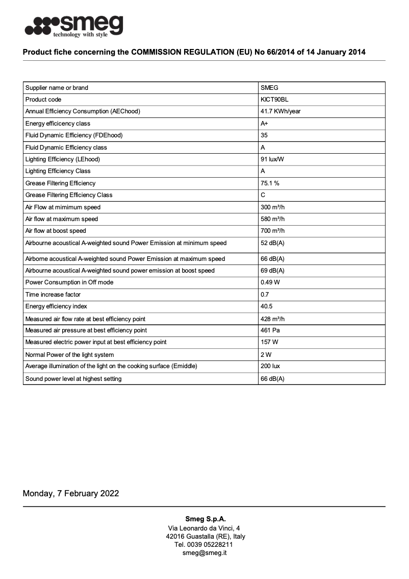 Page 1 de la notice Brochure Smeg KICT90BL