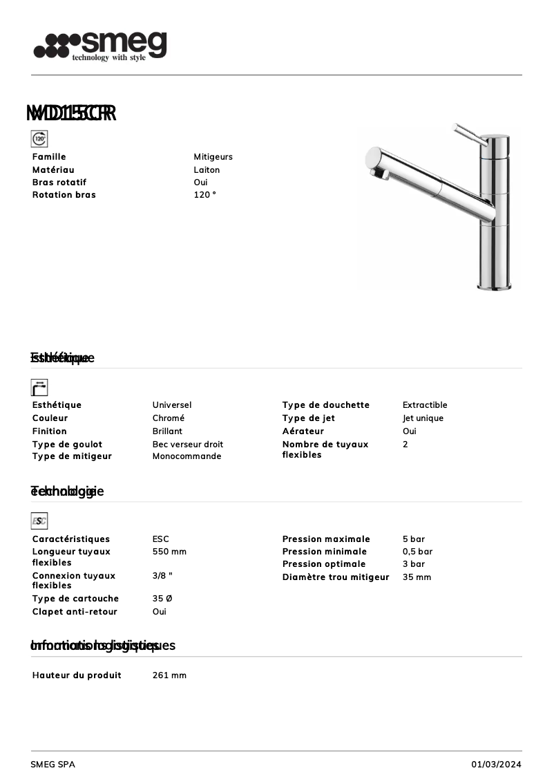 Page n°1 - Manuel utilisateur Smeg MD15CR
