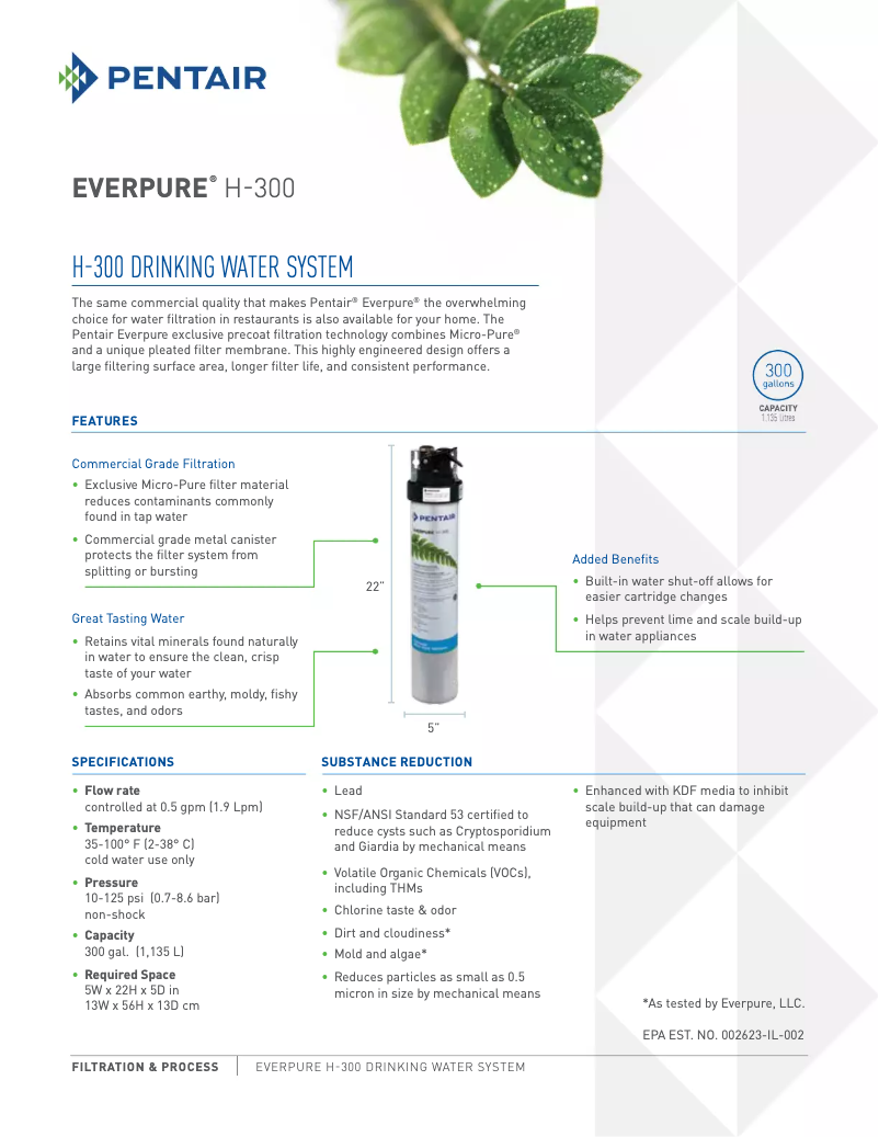 Page n°1 - Fiche technique Everpure H-300