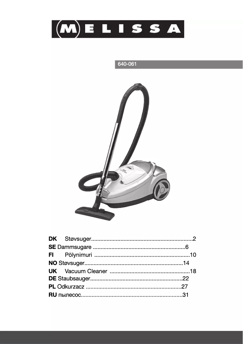 Page 1 de la notice Manuel utilisateur Melissa 640-061