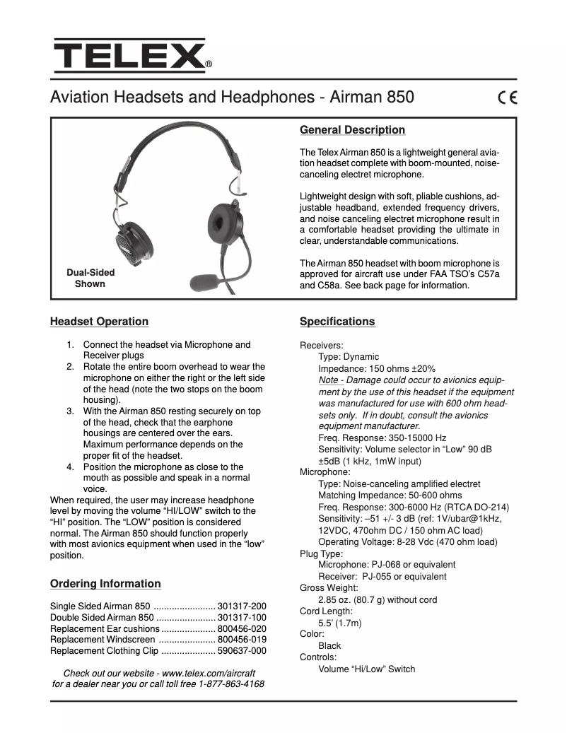 Image de la première page du manuel de l'appareil Airman 850