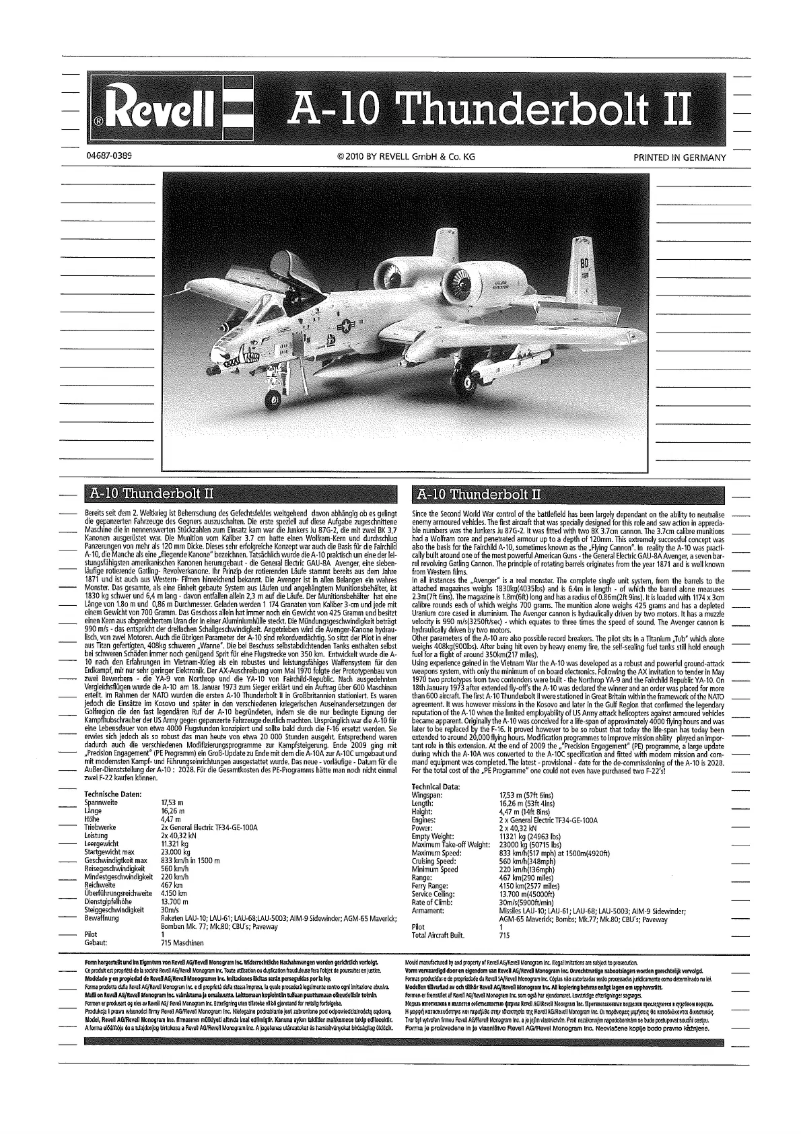 Image de la première page du manuel de l'appareil A-10 Thunderbolt II