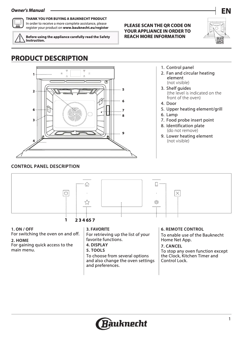 Page 1 de la notice Instructions de sécurité Bauknecht BIK11 FH8TS2 PT CH