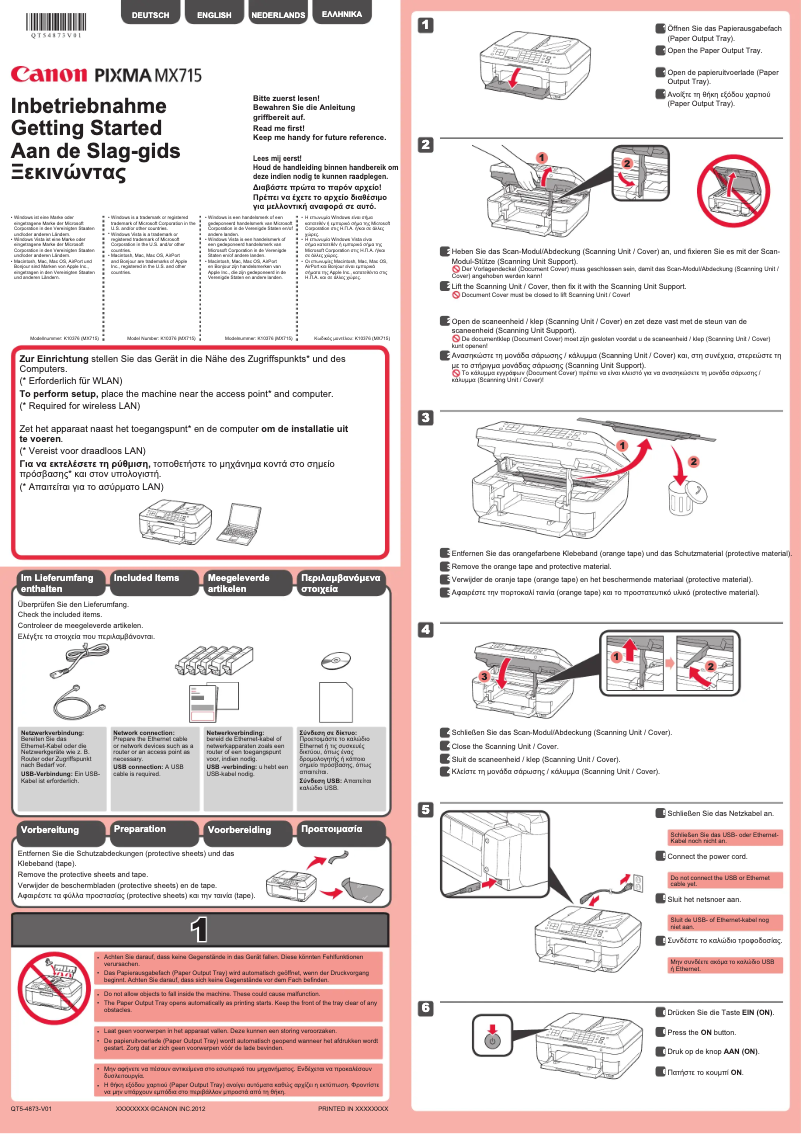 Page n°1 - Manuel utilisateur Canon Pixma MX714